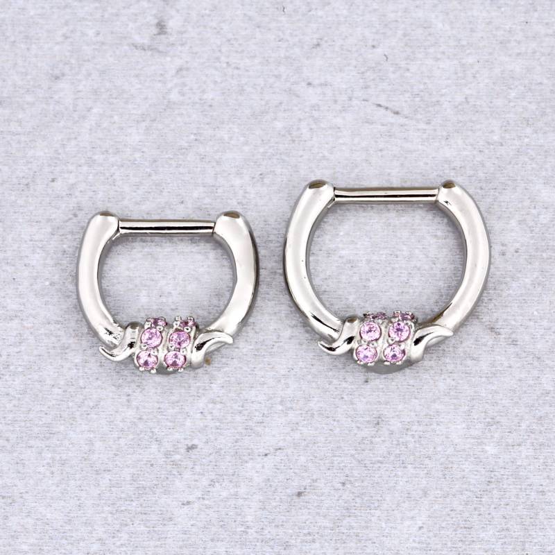 Septum Clicker, Pink Swarovski Cz, 16G Chirurgenstahl Daith Ring von BodyJewelsCreations