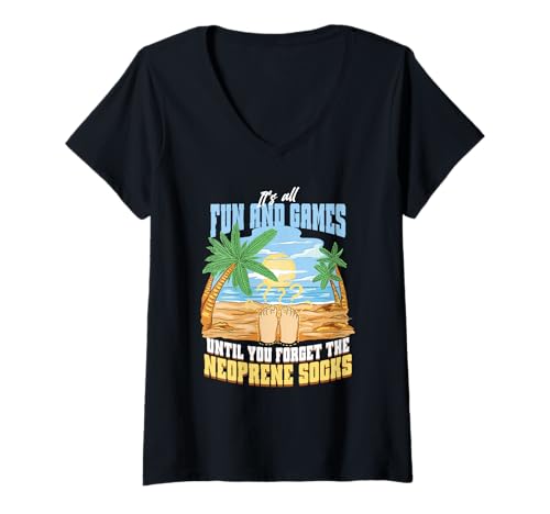 Damen Bodyboarding Bodyboarder T-Shirt mit V-Ausschnitt Damen Bodyboarding Bodyboarder T-Shirt mit V-Ausschnitt von Bodyboard Bodyboarder Surfen Boogie Board