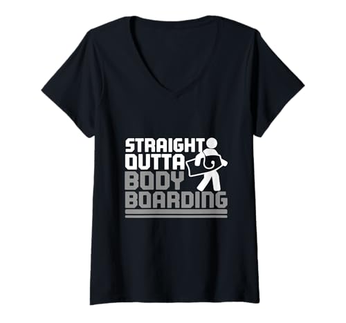 Damen Bodyboarding Bodyboarder T-Shirt mit V-Ausschnitt Damen Bodyboarding Bodyboarder T-Shirt mit V-Ausschnitt von Bodyboard Bodyboarder Surfen Boogie Board