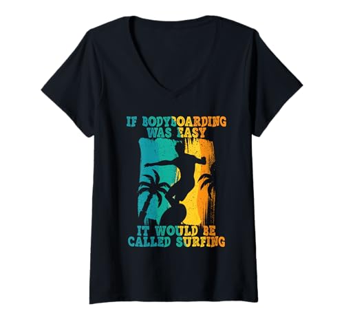 Damen Bodyboarding Bodyboarder T-Shirt mit V-Ausschnitt Damen Bodyboarding Bodyboarder T-Shirt mit V-Ausschnitt von Bodyboard Bodyboarder Surfen Boogie Board