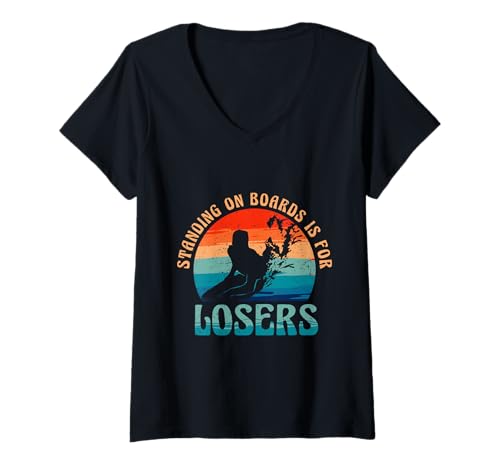 Damen Bodyboarding Bodyboarder T-Shirt mit V-Ausschnitt Damen Bodyboarding Bodyboarder T-Shirt mit V-Ausschnitt von Bodyboard Bodyboarder Surfen Boogie Board