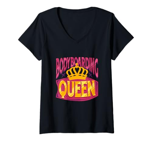 Damen Bodyboarding Queen Bodyboarder T-Shirt mit V-Ausschnitt Damen Bodyboarding Queen Bodyboarder T-Shirt mit V-Ausschnitt von Bodyboard Bodyboarder Surfen Boogie Board