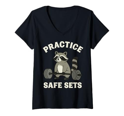 Damen Practice Safe Sets T-Shirt mit V-Ausschnitt Damen Practice Safe Sets T-Shirt mit V-Ausschnitt von Bodybuilder Gewichtheben Powerlifter Gewichtheber