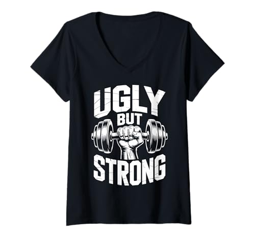Damen Ugly But Strong T-Shirt mit V-Ausschnitt Damen Ugly But Strong T-Shirt mit V-Ausschnitt von Bodybuilder Gewichtheben Powerlifter Gewichtheber