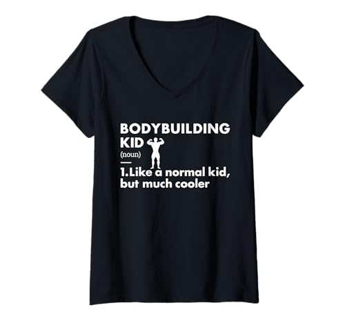 Damen Sport Kid Definition Bodybuilding T-Shirt mit V-Ausschnitt von Bodybuilding Sport Present Bodybuilder Apparel