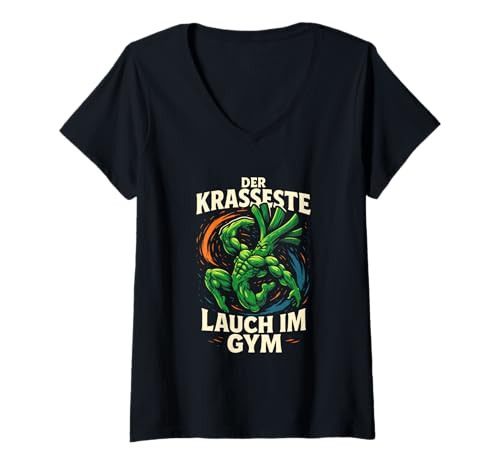 Damen Der Krasseste Lauch Im Gym - Gym Humor T-Shirt mit V-Ausschnitt Damen Der Krasseste Lauch Im Gym - Gym Humor T-Shirt mit V-Ausschnitt von Bodybuilding Vegan Workout Motivation
