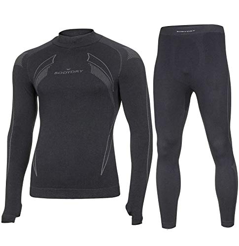 Bodydry Herren Funktionsunterwäsche Set X-Sharp Skiunterwäsche Thermounterwäsche (Schwarz, XL-XXL) von Bodydry
