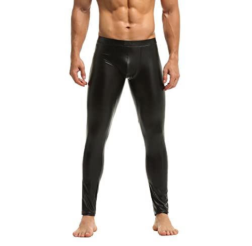 Bodywear4you Herren Leder Leggings in Schwarz Matt Kunstleder enganliegend Hose Meggings Wetlook Lederhose Faux Pants (L) von Bodywear4you