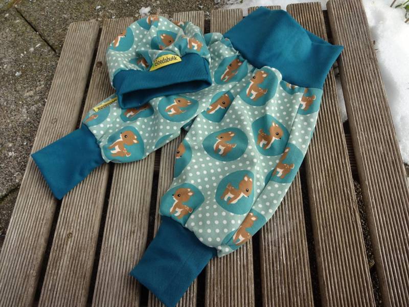Babyset - Pumphose & Beanie Rehkitz, Erstlingsset von Boedabutik