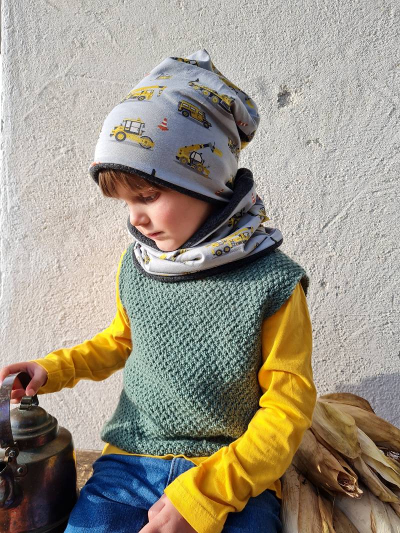 Beanie & Loop Im Set "Baustelle" von Boedabutik