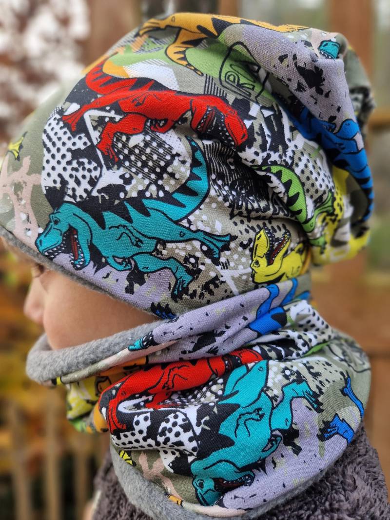 Beanie & Loop Im Set "Dino" von Boedabutik