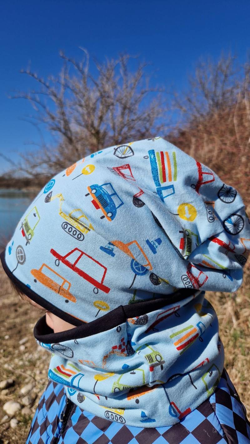 Beanie & Loop Im Set "Fahrzeuge" von Boedabutik