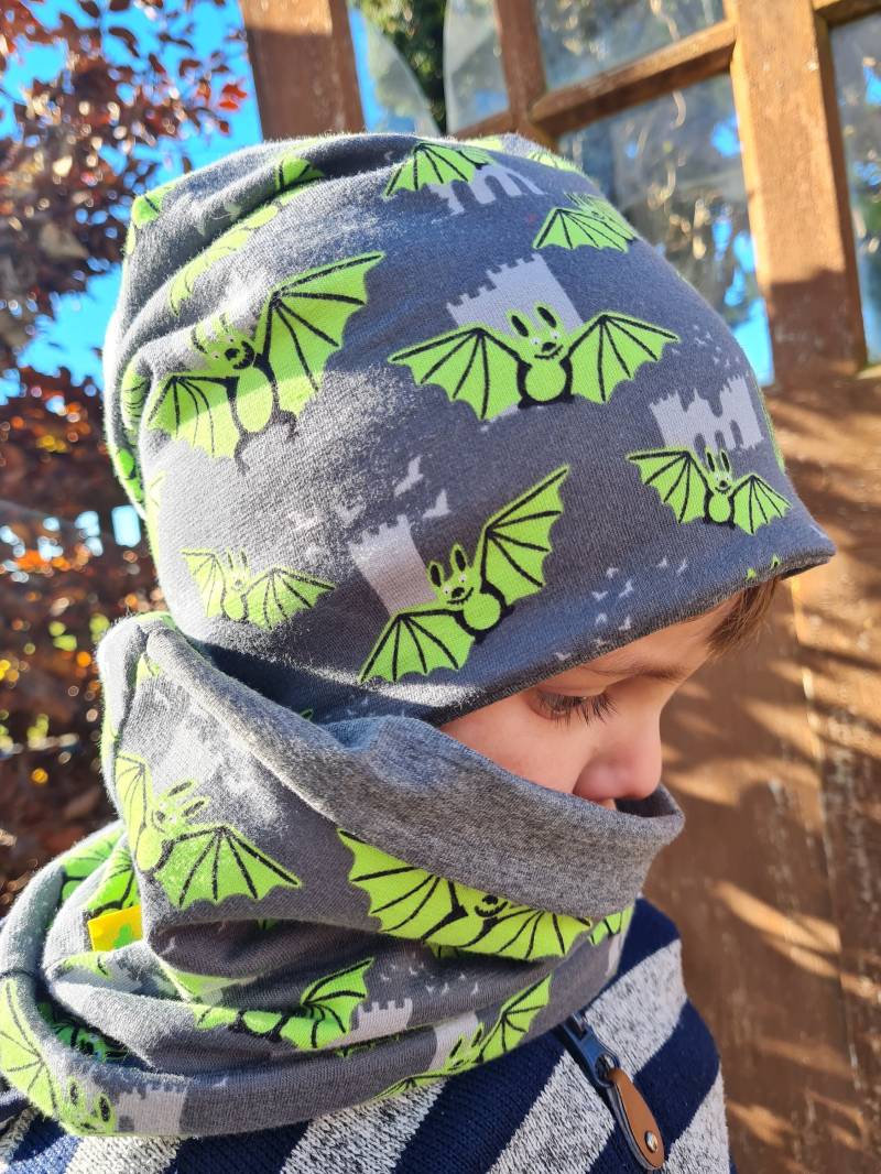 Beanie & Loop Im Set "Fledermaus" von Boedabutik