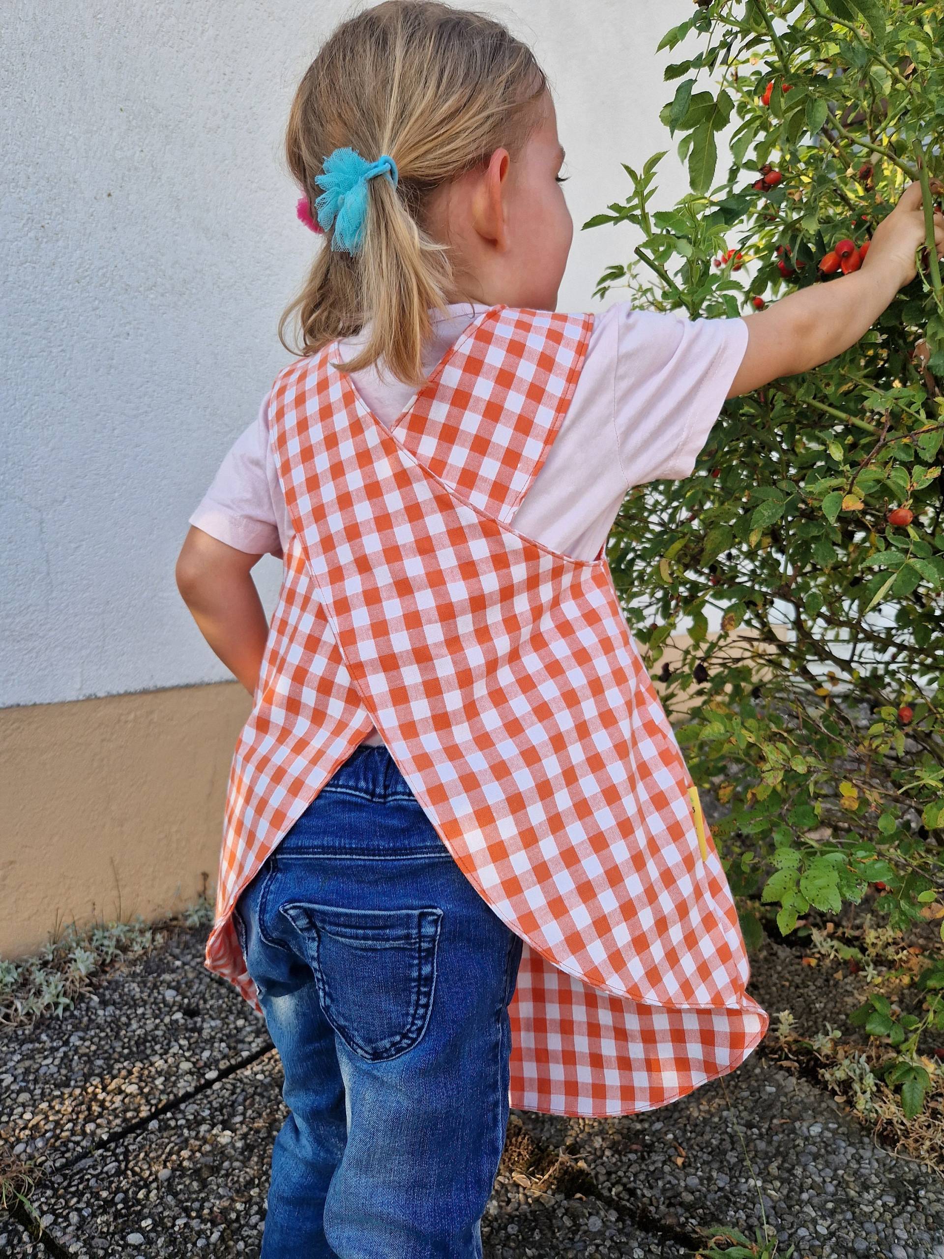 Kittelschürze, Schürze, Kariert, Orange, Schürzenkleid, Wendeschürze Kittelschürze, Schürze, Kariert, Orange, Schürzenkleid, Wendeschürze von Boedabutik