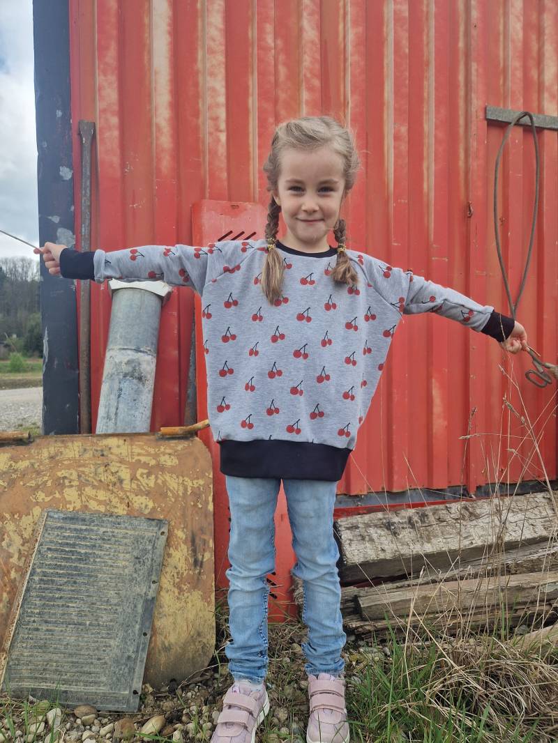 Raglansweater, Raglanshirt, Oberteil, Kirschen, Sommersweat, Grau Raglansweater, Raglanshirt, Oberteil, Kirschen, Sommersweat, Grau von Boedabutik