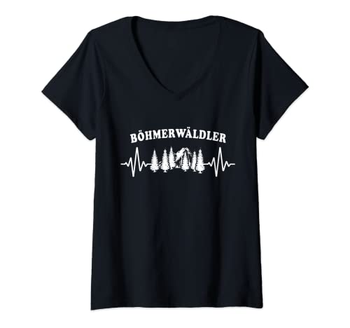 Damen Böhmerwäldler Spruch Böhmischer Wald Souvenir Boehmerwald T-Shirt mit V-Ausschnitt von Böhmerwald Dialekt Böhmerwälder Sprüche Böhmen