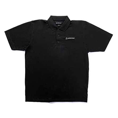 Boeing Signature Logo Mesh Tech Poloshirt, schwarz, Mittel von Boeing