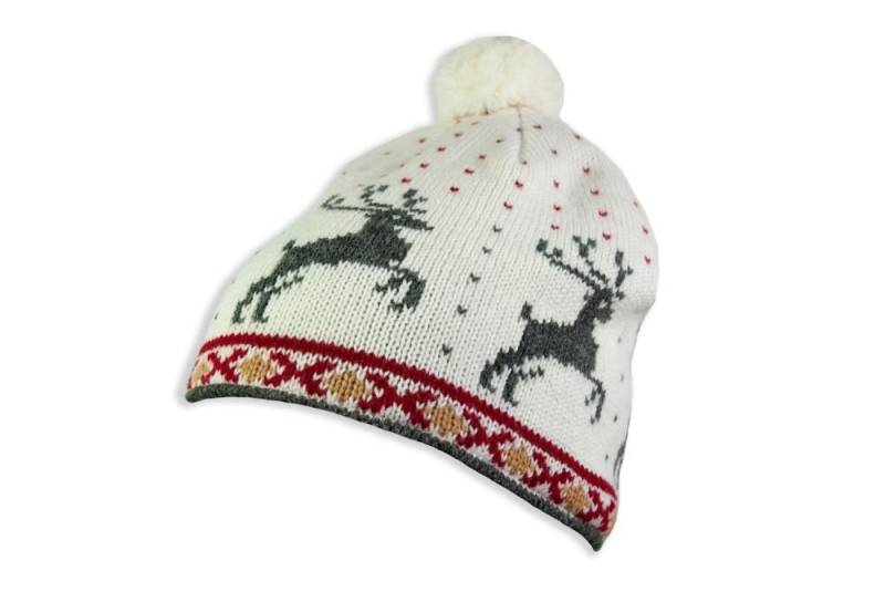 Börjesson Handskar Strickmütze Strickmütze mit Fleecefutter und nordischem Rentiermuster – mit Quaste Angenehm weiches, wärmendes Fleece – hält die Ohren extra warm. von Börjesson Handskar