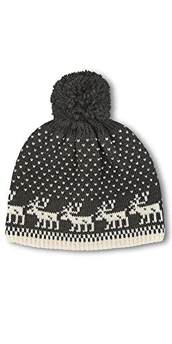 Börjesson Haltio extra warme Mütze mit Fleecefutter und Pom Pom. Nordisches Muster mit Rentieren, Art. 42749-05 (grau) von Börjesson