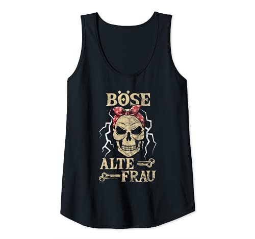 Damen Böse Alte Frau - Totenkopf Alte Weiße Frau Vintage Biker Tank Top von Böse Alte Frau Motorrad Geschenk & Echte Frauen