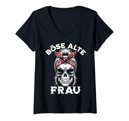 Damen Böse Alte Frau T-Shirt mit V-Ausschnitt von Böse Alte Frau