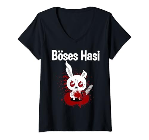 Damen Lustiges - Böses Hasi T-Shirt mit V-Ausschnitt von Böses Hasi