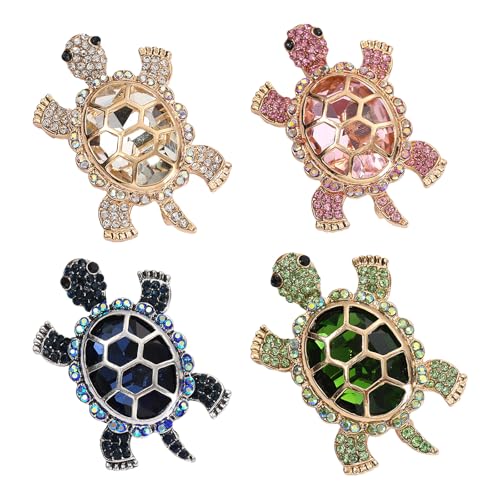 Bofanze 4 Stück Schildkröte Brosche mit Strass Pins Anstecker brosche Damen Schmuck Schildkröte Strass Brosche Klein für Anzüge, Hüte, Taschen und Kleider von Bofanze
