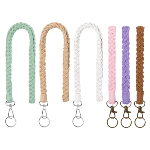 Bofanze 6 Stück Boho Geflochtener Schlüsselanhänger Handgefertigt Schlüsselanhänger Bunte Schlüsselband Frau Lanyards mit Karabiner schlüsselanhänger Band für Arbeitserlaubnisse und Schlüssel von Bofanze