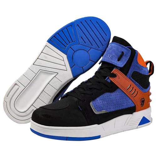 Bofucn Motorrad-Lederstiefel, Straßenreitschuhe, rutschfester seitlicher Reißverschluss für Damen und Herren, Schwarz/Blau, 8.5 Women/7.5 Men Bofucn Motorrad-Lederstiefel, Straßenreitschuhe, rutschfester seitlicher Reißverschluss für Damen und Herren, Schwarz/Blau, 8.5 Women/7.5 Men von Bofucn