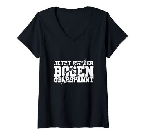 Damen Der Bogen ist überspannt Pfeil und Bogen Bogenschießen T-Shirt mit V-Ausschnitt von Bogenschiessen Zubehör Bogenschießen Geschenk