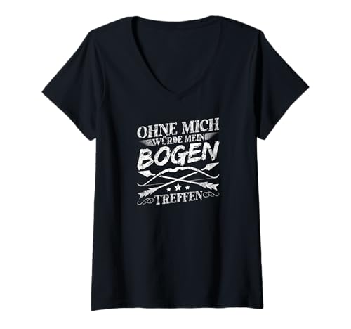 Damen Bogensport Jagd Mein Bogen Bogenschießen Bogenschütze T-Shirt mit V-Ausschnitt von Bogenschießen Zubehör und Bogensport Shirts