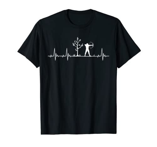 Herren Bogenschiessen Herzschlag mit Bogenschütze und Langbogen T-Shirt von Bogenschießen und Bogensport Heartbeat