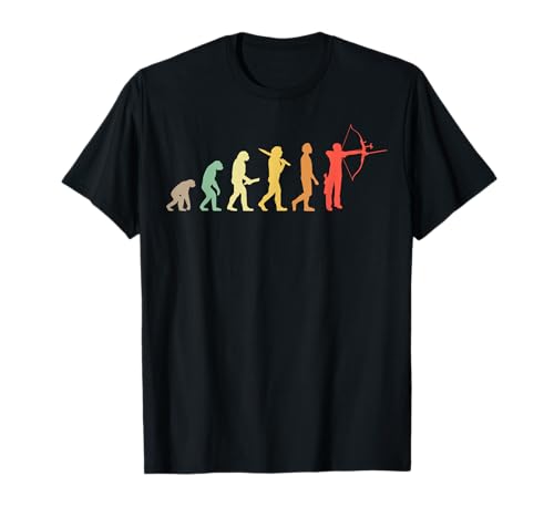 Bogenschütze Geschenkideen Retro Evolution Bogenschützen T-Shirt, Herren, Schwarz, S, Klassische Passform, Kurzarm, Crew-Ausschnitt von Bogenschütze Geschenkideen