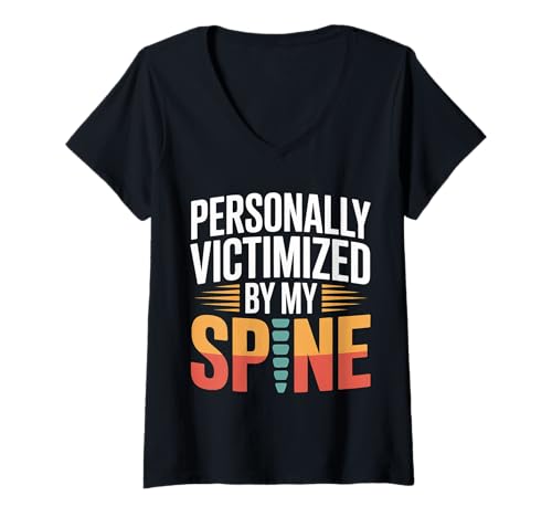 Damen Personally Victimized by My Spine Scoliosis Back Pain |- T-Shirt mit V-Ausschnitt Damen Personally Victimized by My Spine Scoliosis Back Pain |- T-Shirt mit V-Ausschnitt von Bogenwirbelsäuleskoliose Kämpfer