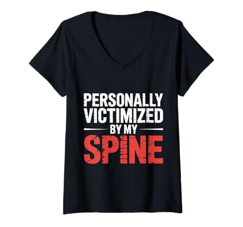 Damen Personally Victimized by My Spine Scoliosis Back Pain |- T-Shirt mit V-Ausschnitt Damen Personally Victimized by My Spine Scoliosis Back Pain |- T-Shirt mit V-Ausschnitt von Bogenwirbelsäuleskoliose Kämpfer