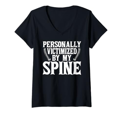 Damen Personally Victimized by My Spine Skoliose Rückenschmerzen - T-Shirt mit V-Ausschnitt Damen Personally Victimized by My Spine Skoliose Rückenschmerzen - T-Shirt mit V-Ausschnitt von Bogenwirbelsäuleskoliose Kämpfer