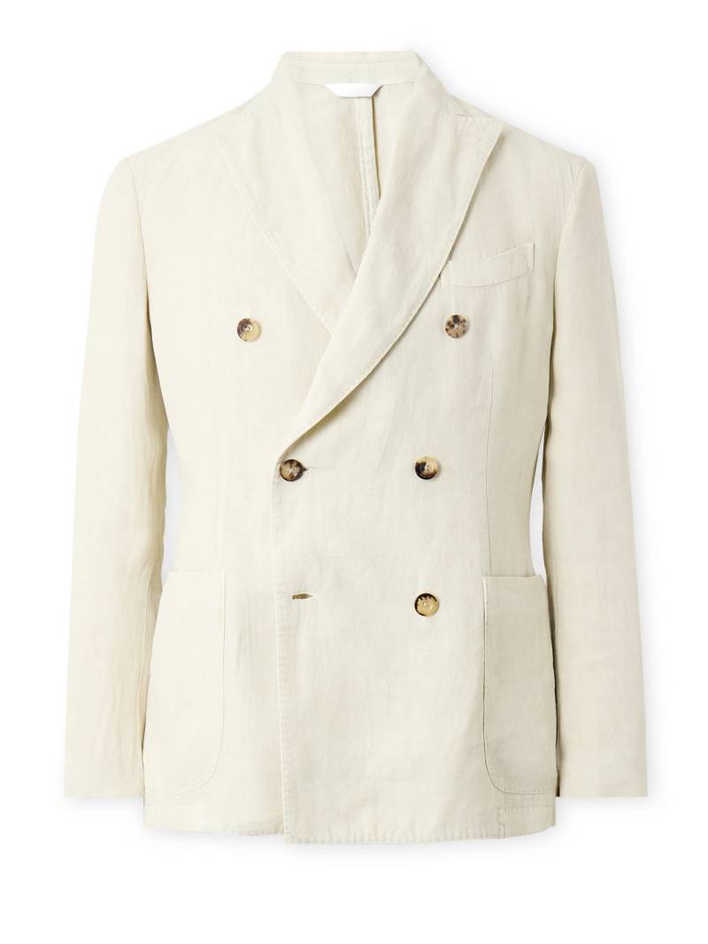 Boglioli - Double-Breasted Herringbone Linen Suit Jacket - Men - Neutrals - IT 50 Boglioli - Double-Breasted Herringbone Linen Suit Jacket - Men - Neutrals - IT 50 von Boglioli