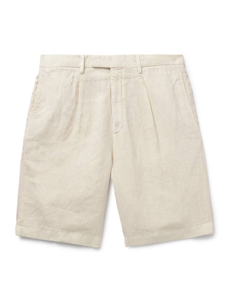 Boglioli - Straight-Leg Pleated Linen Shorts - Men - Neutrals - IT 52 von Boglioli