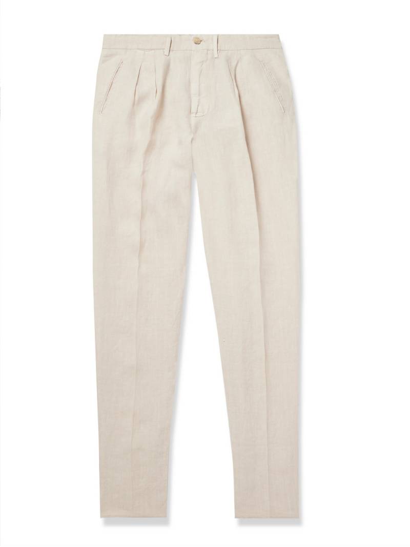 Boglioli - Straight-Leg Pleated Linen Trousers - Men - Neutrals - IT 50 von Boglioli