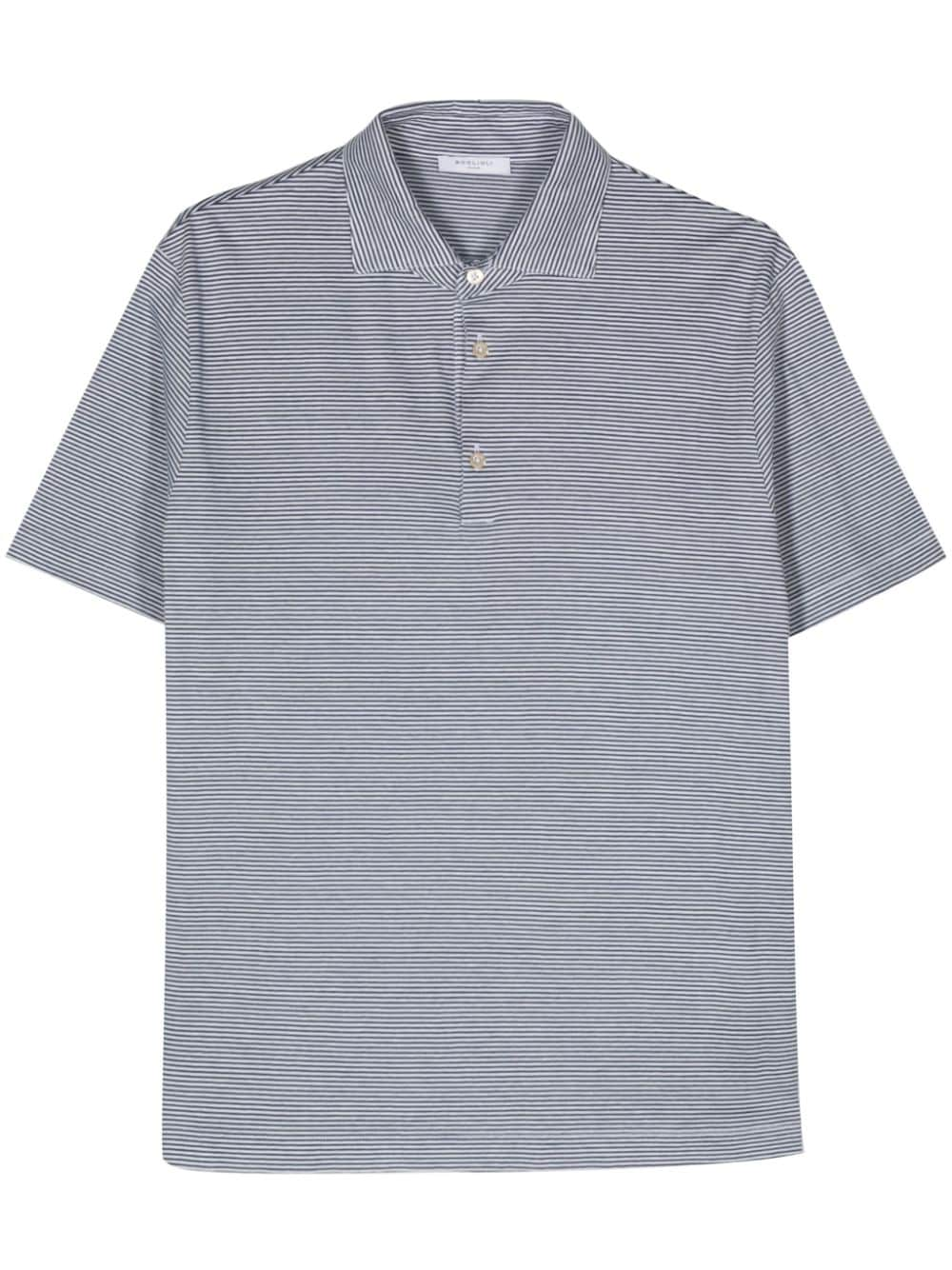 Boglioli striped cotton polo shirt - Weiß von Boglioli