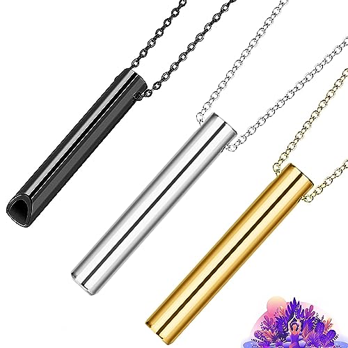 hoki halskette gegen angst Angstlinderung Halskette Bogoro 3pcs Stressabbau Halskette Edelstahl Halskette Tragbare Meditations-Atemhalskette Für Frauen Und Männer, Halskette Druckentlastung von Bogoro