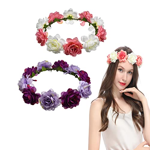 Blumenkrone,2 Stück Blume Krone Für Haar,Boho Blumenkrone,Blumenkranz Krone Stirnband,für Frauen oder Mädchen als Haarschmuck für Festival Hochzeit und Party Blumenkrone,2 Stück Blume Krone Für Haar,Boho Blumenkrone,Blumenkranz Krone Stirnband,für Frauen oder Mädchen als Haarschmuck für Festival Hochzeit und Party von Bogoro