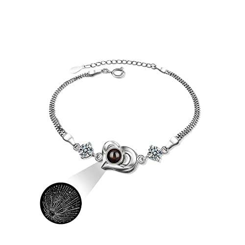 Bogoro Personalisiertes Bracelets Projection, Projektion in 100 Sprachen Ich Liebe Dich, Damen Armband mit Herz, Herz Denkmal der Liebe Schmuckgeschenk von Bogoro