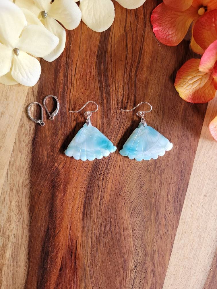 Einzigartige Geschnitzte Larimar Ohrringe. Ohrringe Aus Sterlingsilber von BohemeByVicki