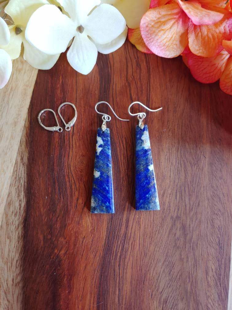 Einzigartige Lapislazuli Ohrringe. Lange Lapis Sterling Silber Ohrringe von BohemeByVicki