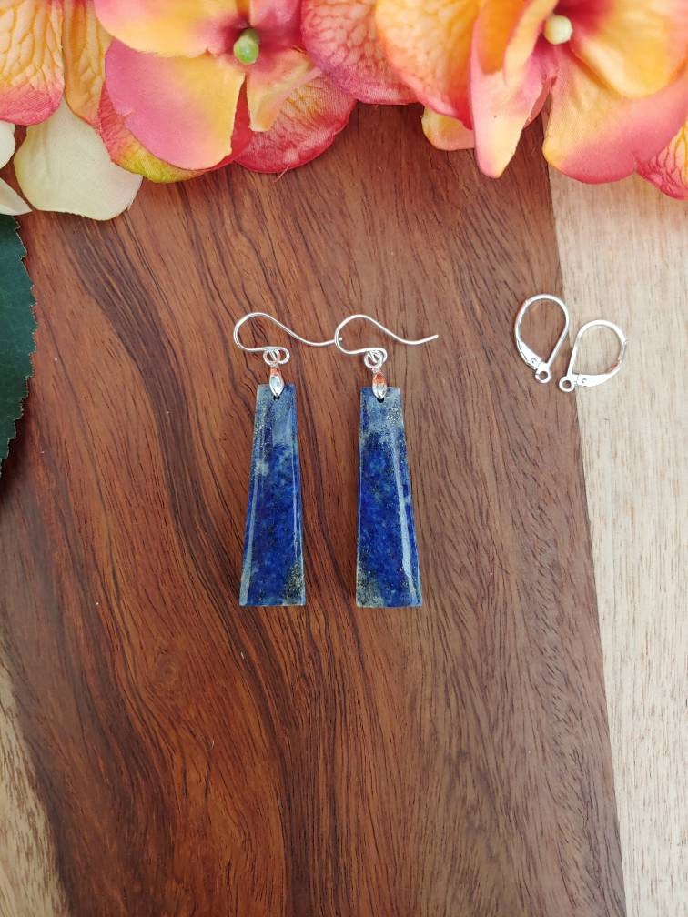 Einzigartige Lapislazuli Ohrringe. Lange Lapis Sterling Silber Ohrringe von BohemeByVicki