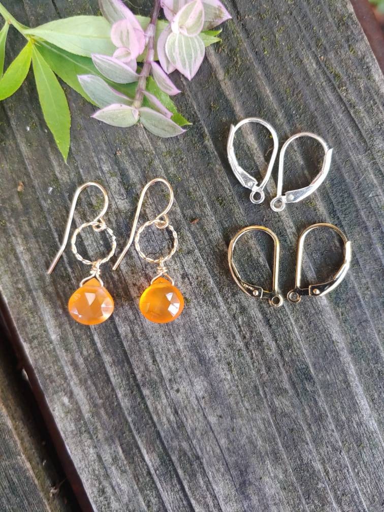 Facettierte Orange Karneol Ohrringe. Sterling Silber Und Gold Orange Ohrringe von BohemeByVicki