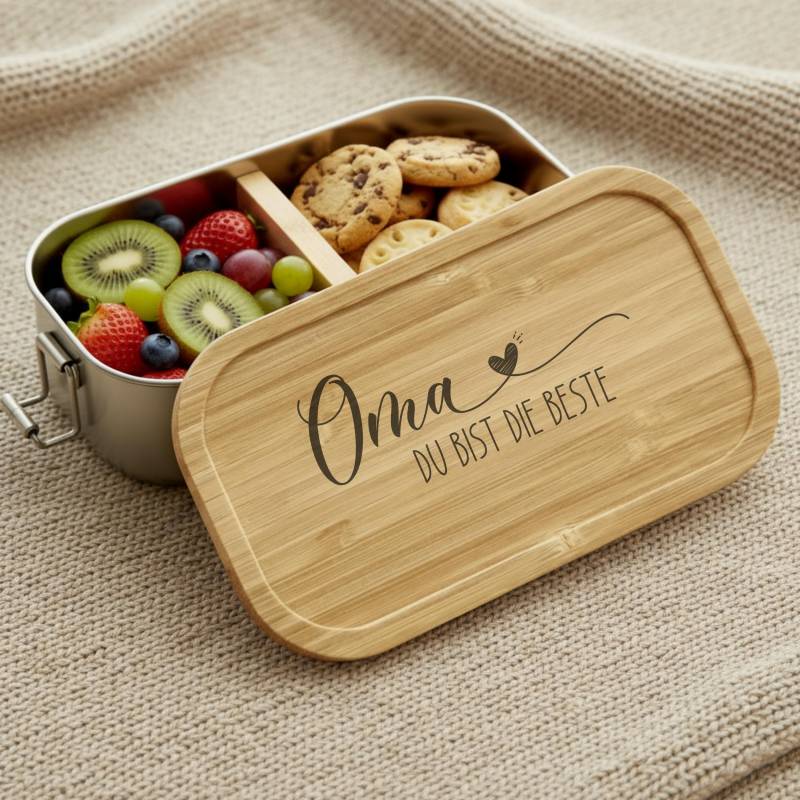 Personalisierte Brotdose Mit Bambusdeckel - Namen & Spruch | Nachhaltige Lunchbox Aus Edelstahl Langlebige Einschulung Geschenk von BohemeDeFleur