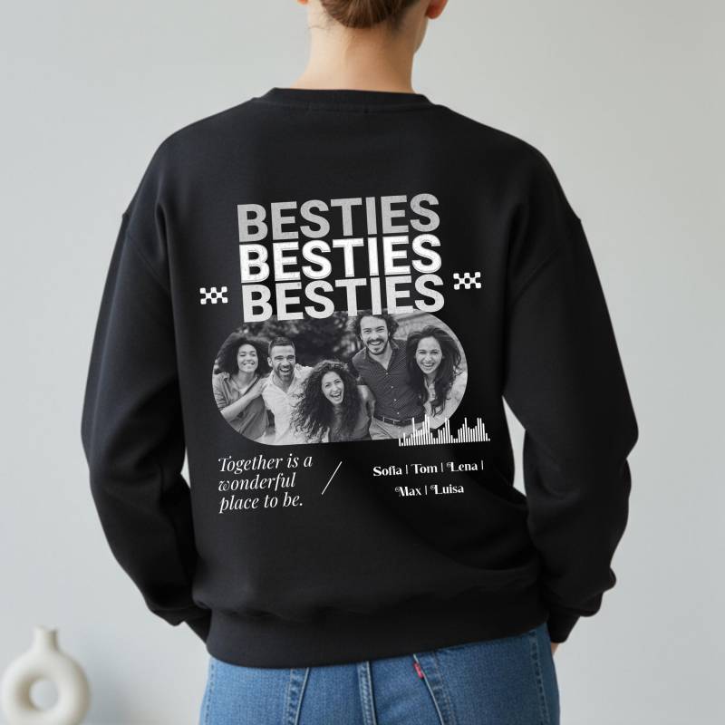 Personalisiertes "Besties" Sweatshirt - Custom Photo Gift For Friends | Matching Hoodie Group, Squad, Or Bffs, Geschenk Beste Freundin von BohemeDeFleur