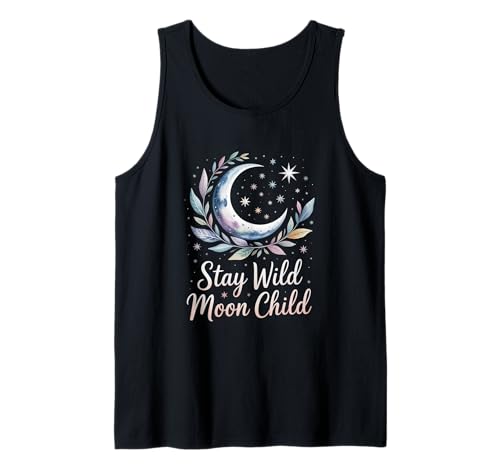 Coole Mondkunst „Stay Wild Moon“ für Kinder im böhmischen Stil Tank Top von Bohemian Moon Art